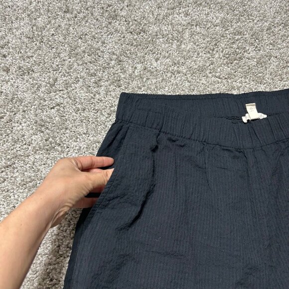 Eileen Fisher Womens M Black Organic Cotton Wide-Leg Pants A-Line Elastic Waist - Picture 3 of 9